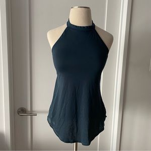 Athleta T Back Lattice Tank in Abyss (Teal Blue Green) XS Built in Bra